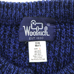 Woolrich 80年代 ヴィンテージ ヘンリーネック ニット セーター L ブルー ブラック くるみボタン