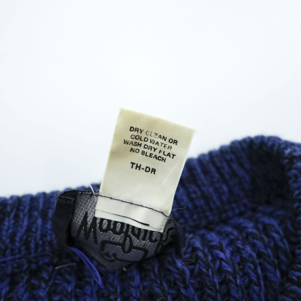 Woolrich 80年代 ヴィンテージ ヘンリーネック ニット セーター L ブルー ブラック くるみボタン