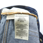 BURBERRY BRIT ストレート デニムパンツ ジーンズ M セルヴィッヂ 濃紺 リジッド レザーパッチ