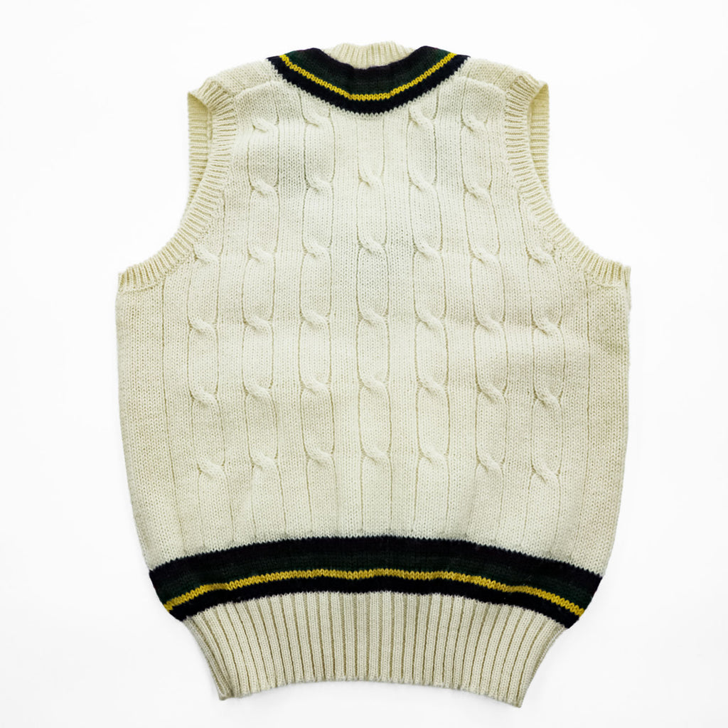 Polo Ralph Lauren 90年代 ヴィンテージ ケーブル編み Vネック チルデンニットベスト M ベージュ VIRGIN WOOL