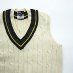 Polo Ralph Lauren 90年代 ヴィンテージ ケーブル編み Vネック チルデンニットベスト M ベージュ VIRGIN WOOL