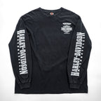 HARLEY DAVIDSON 長袖 ロングスリーブ Tシャツ ロンT XXL ブラック ビッグサイズ WISCONSIN スカル 袖ロゴ プリント