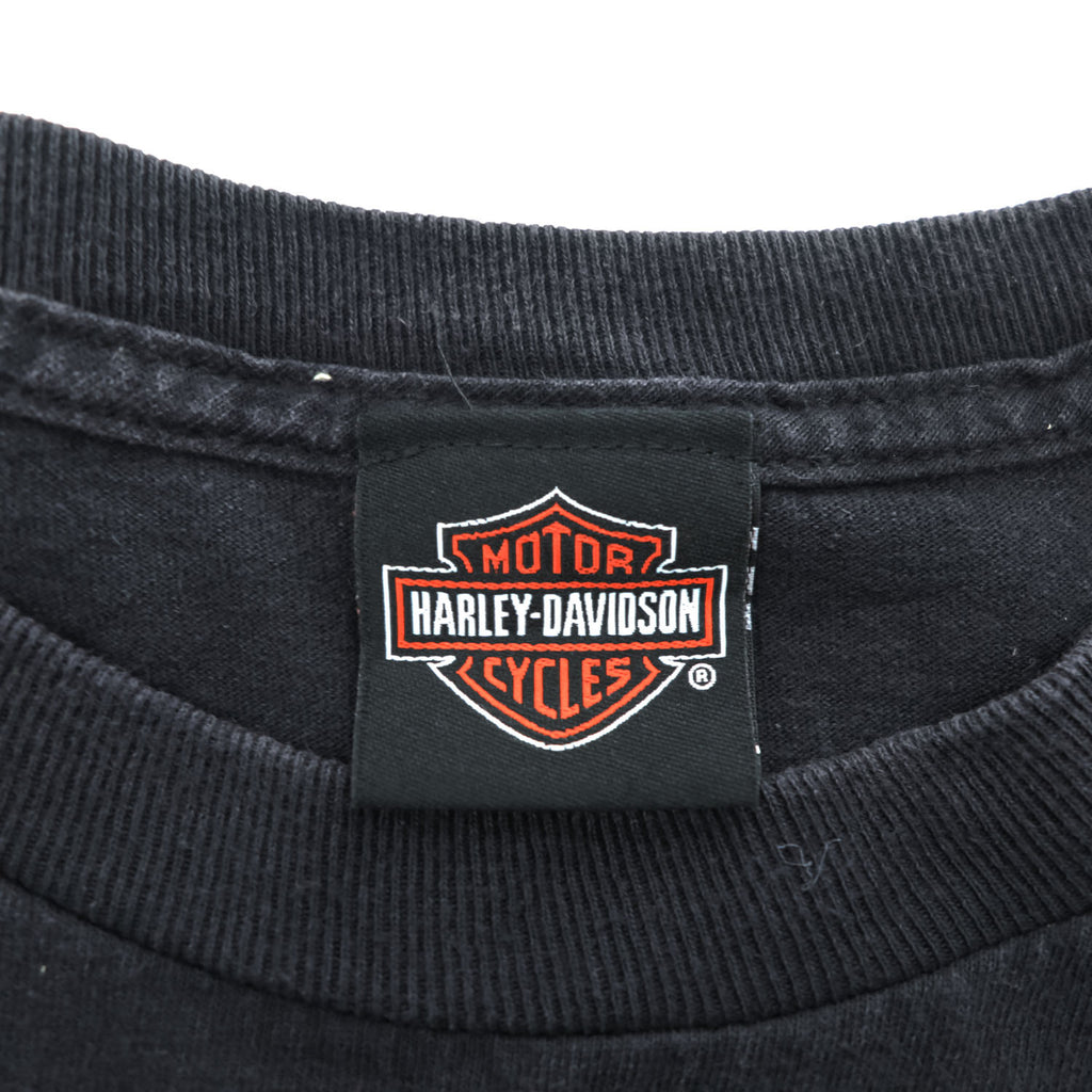 HARLEY DAVIDSON 長袖 ロングスリーブ Tシャツ ロンT XXL ブラック ビッグサイズ WISCONSIN スカル 袖ロゴ プリント
