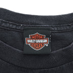 HARLEY DAVIDSON 長袖 ロングスリーブ Tシャツ ロンT XXL ブラック ビッグサイズ WISCONSIN スカル 袖ロゴ プリント