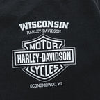 HARLEY DAVIDSON 長袖 ロングスリーブ Tシャツ ロンT XXL ブラック ビッグサイズ WISCONSIN スカル 袖ロゴ プリント