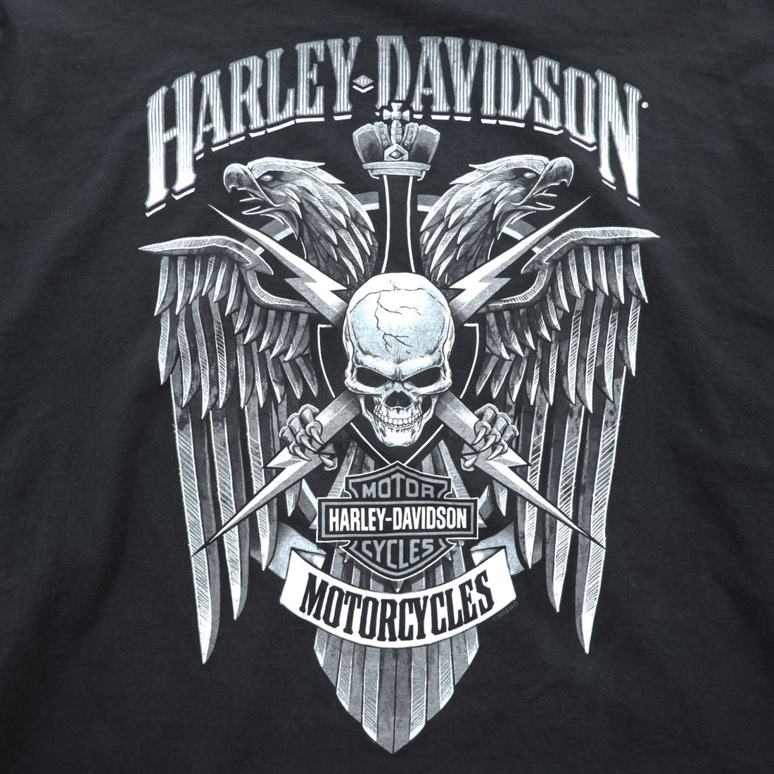 HARLEY DAVIDSON 長袖 ロングスリーブ Tシャツ ロンT XXL ブラック ビッグサイズ WISCONSIN スカル 袖ロゴ プリント