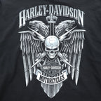 HARLEY DAVIDSON 長袖 ロングスリーブ Tシャツ ロンT XXL ブラック ビッグサイズ WISCONSIN スカル 袖ロゴ プリント