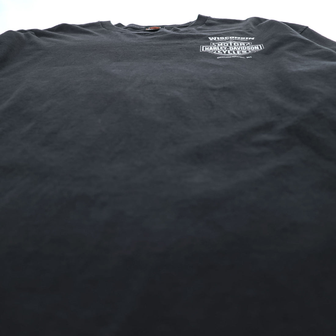 HARLEY DAVIDSON 長袖 ロングスリーブ Tシャツ ロンT XXL ブラック ビッグサイズ WISCONSIN スカル 袖ロゴ プリント