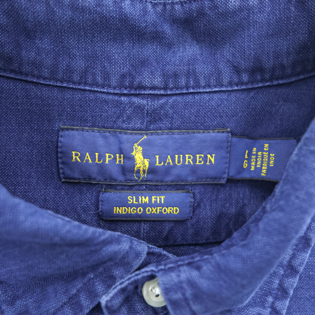 Ralph Lauren 長袖 オックスフォードシャツ INDIGO OXFORD L ネイビー ボタンダウン スモールポニー ロゴ 刺繍