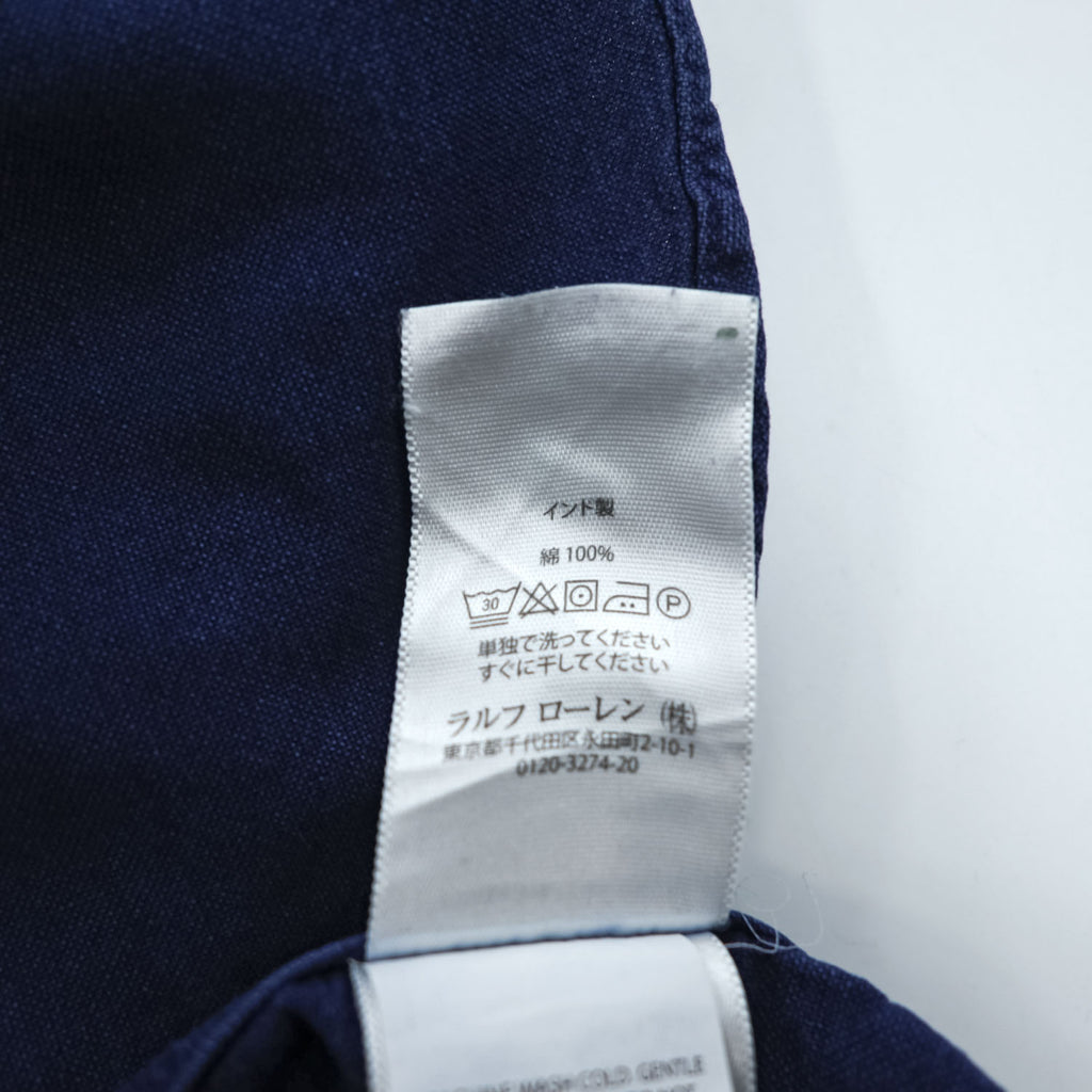 Ralph Lauren 長袖 オックスフォードシャツ INDIGO OXFORD L ネイビー ボタンダウン スモールポニー ロゴ 刺繍