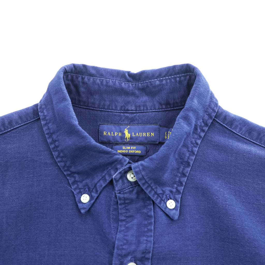 Ralph Lauren 長袖 オックスフォードシャツ INDIGO OXFORD L ネイビー ボタンダウン スモールポニー ロゴ 刺繍