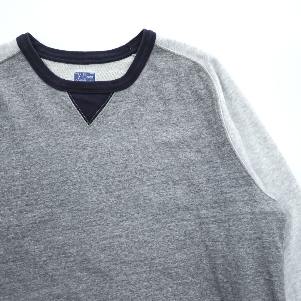 J.CREW ヴィンテージフリース 前V ラグラン スウェット トレーナー XL グレー VINTAGE FLEECE