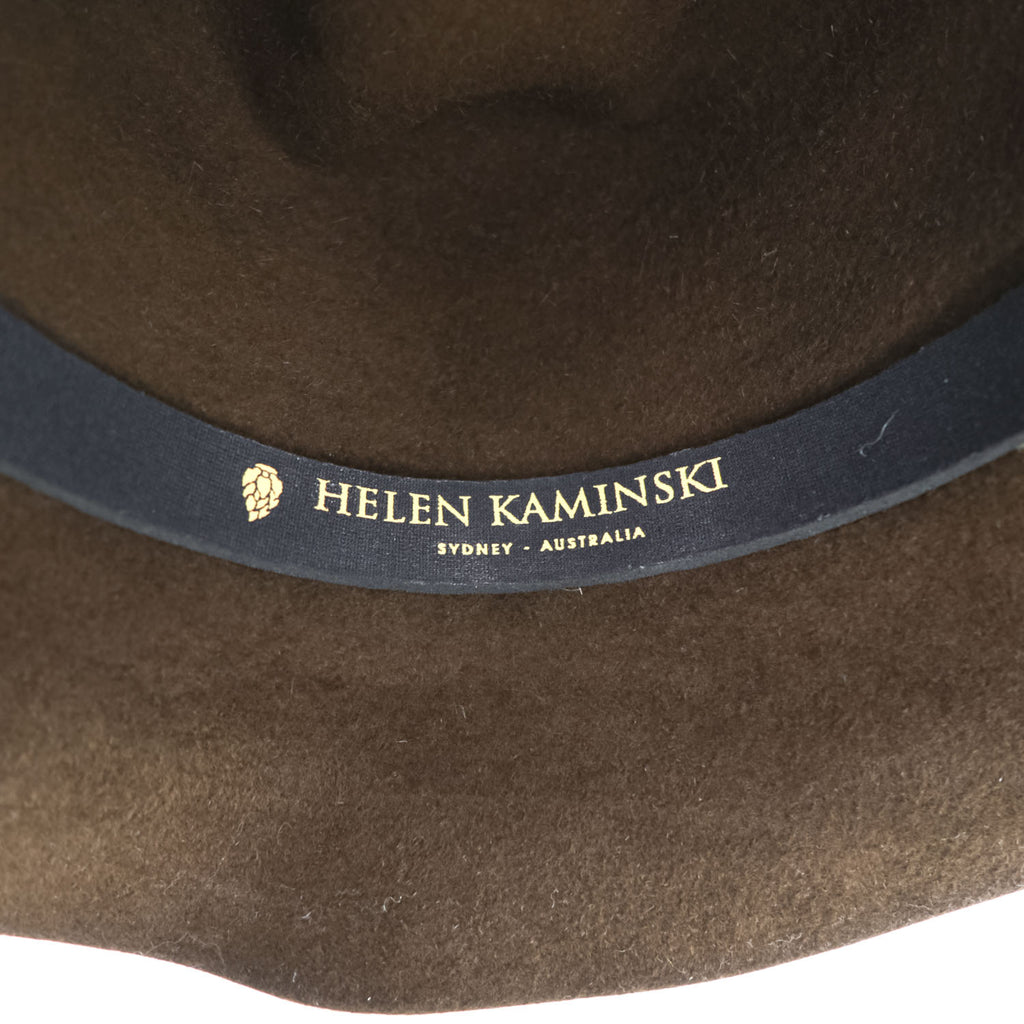 HELEN KAMINSKI オイルスキン フェルトウール ハット ブラウン リボン オーストラリア製 未使用品