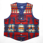 Justin Kraff ヴィンテージ PENDLETON生地 USA製 ウールベスト XXL 総柄 チマヨ Chief Joseph チーフジョセフ ネイティブ柄 コンチョボタン