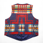 Justin Kraff ヴィンテージ PENDLETON生地 USA製 ウールベスト XXL 総柄 チマヨ Chief Joseph チーフジョセフ ネイティブ柄 コンチョボタン