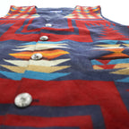 Justin Kraff ヴィンテージ PENDLETON生地 USA製 ウールベスト XXL 総柄 チマヨ Chief Joseph チーフジョセフ ネイティブ柄 コンチョボタン