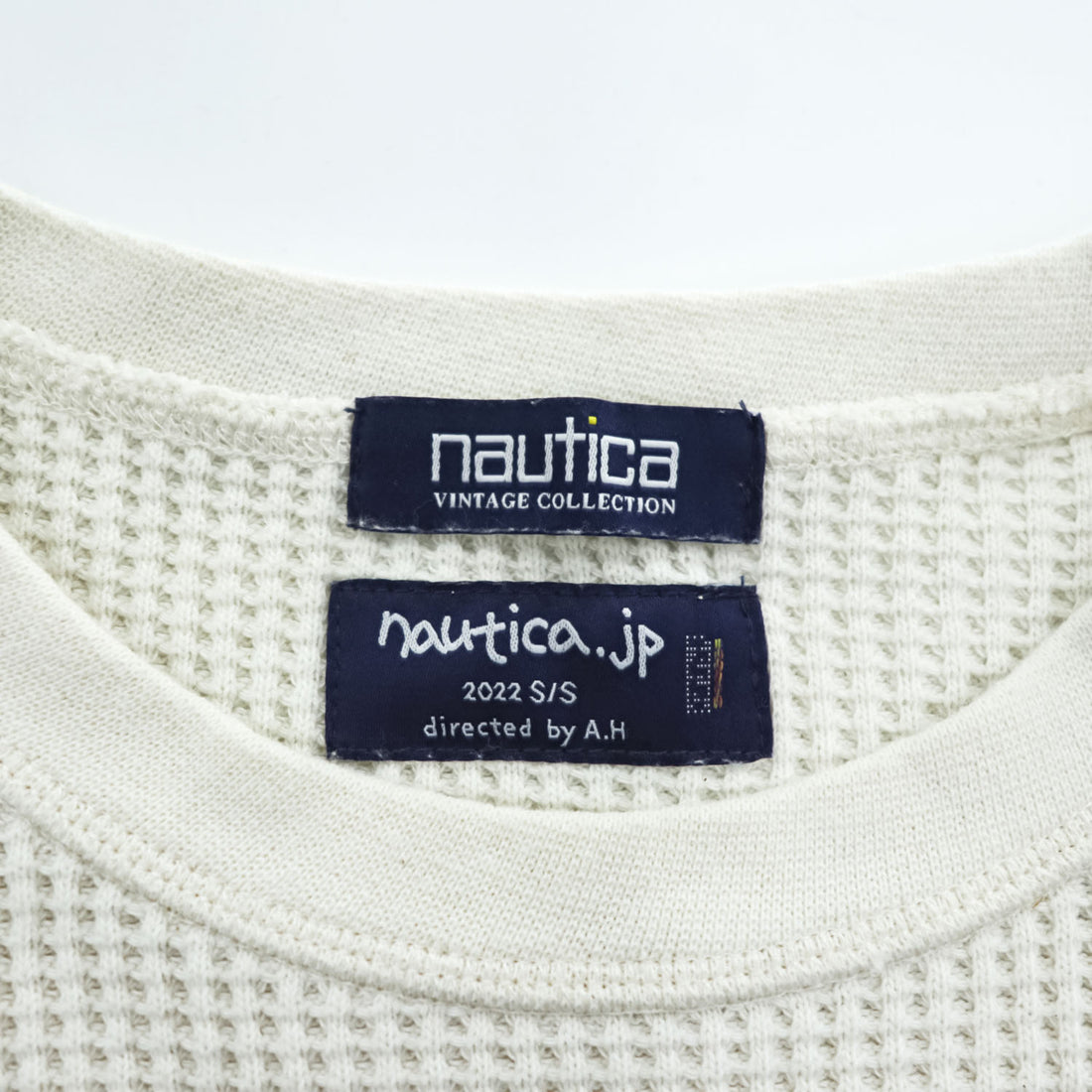 NAUTICA A.H VINTAGE COLLECTION サーマルカットソー 長袖 ロングスリーブ Tシャツ L ホワイト 長谷川昭雄 ワッフル 221-1241