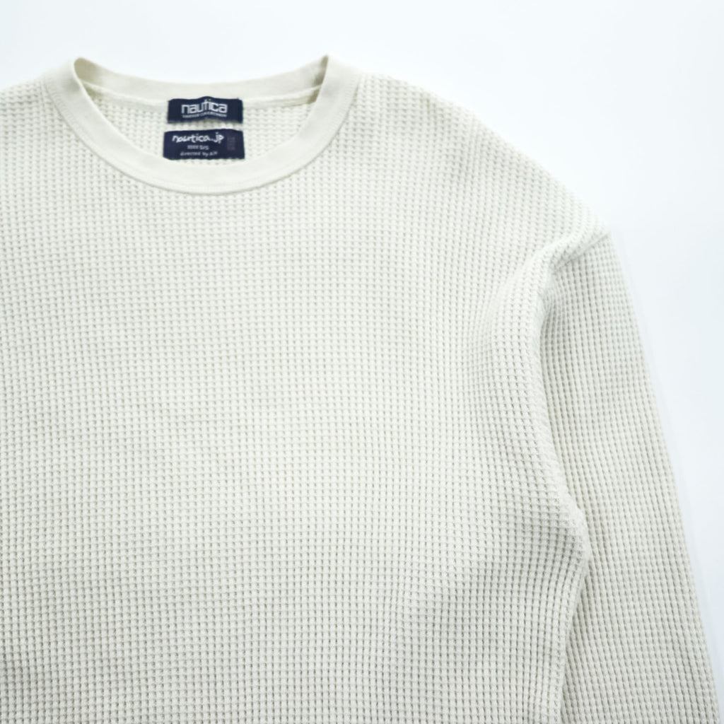 NAUTICA A.H VINTAGE COLLECTION サーマルカットソー 長袖 ロングスリーブ Tシャツ L ホワイト 長谷川昭雄 ワッフル 221-1241