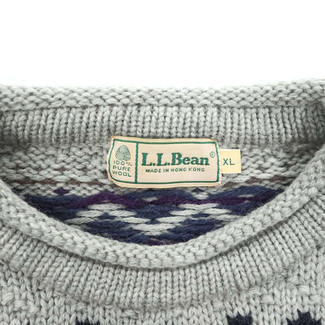 L.L.Bean 90年代 ヴィンテージ ニット セーター XL グレー 総柄 ノルディック フェアアイル柄