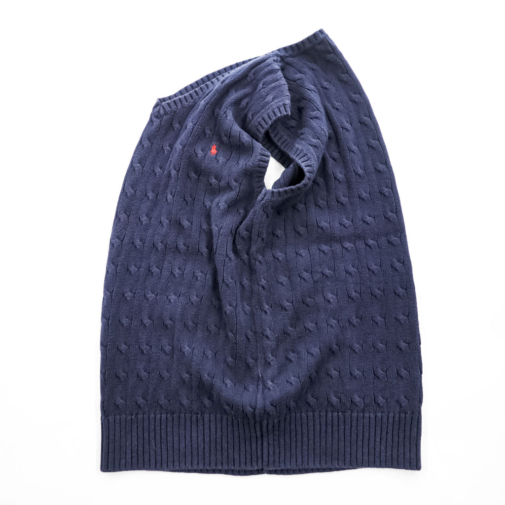 Polo Ralph Lauren 90年代 ヴィンテージ ケーブル編み Vネック ニットベスト XL ネイビー スモールポニー ロゴ 刺繍
