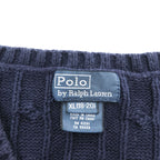 Polo Ralph Lauren 90年代 ヴィンテージ ケーブル編み Vネック ニットベスト XL ネイビー スモールポニー ロゴ 刺繍