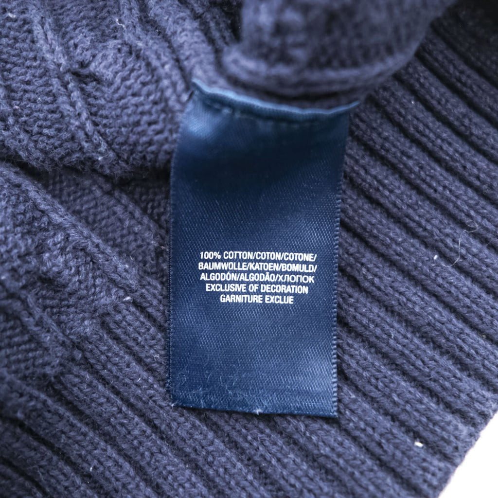 Polo Ralph Lauren 90年代 ヴィンテージ ケーブル編み Vネック ニットベスト XL ネイビー スモールポニー ロゴ 刺繍