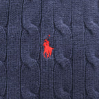 Polo Ralph Lauren 90年代 ヴィンテージ ケーブル編み Vネック ニットベスト XL ネイビー スモールポニー ロゴ 刺繍