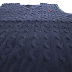 Polo Ralph Lauren 90年代 ヴィンテージ ケーブル編み Vネック ニットベスト XL ネイビー スモールポニー ロゴ 刺繍