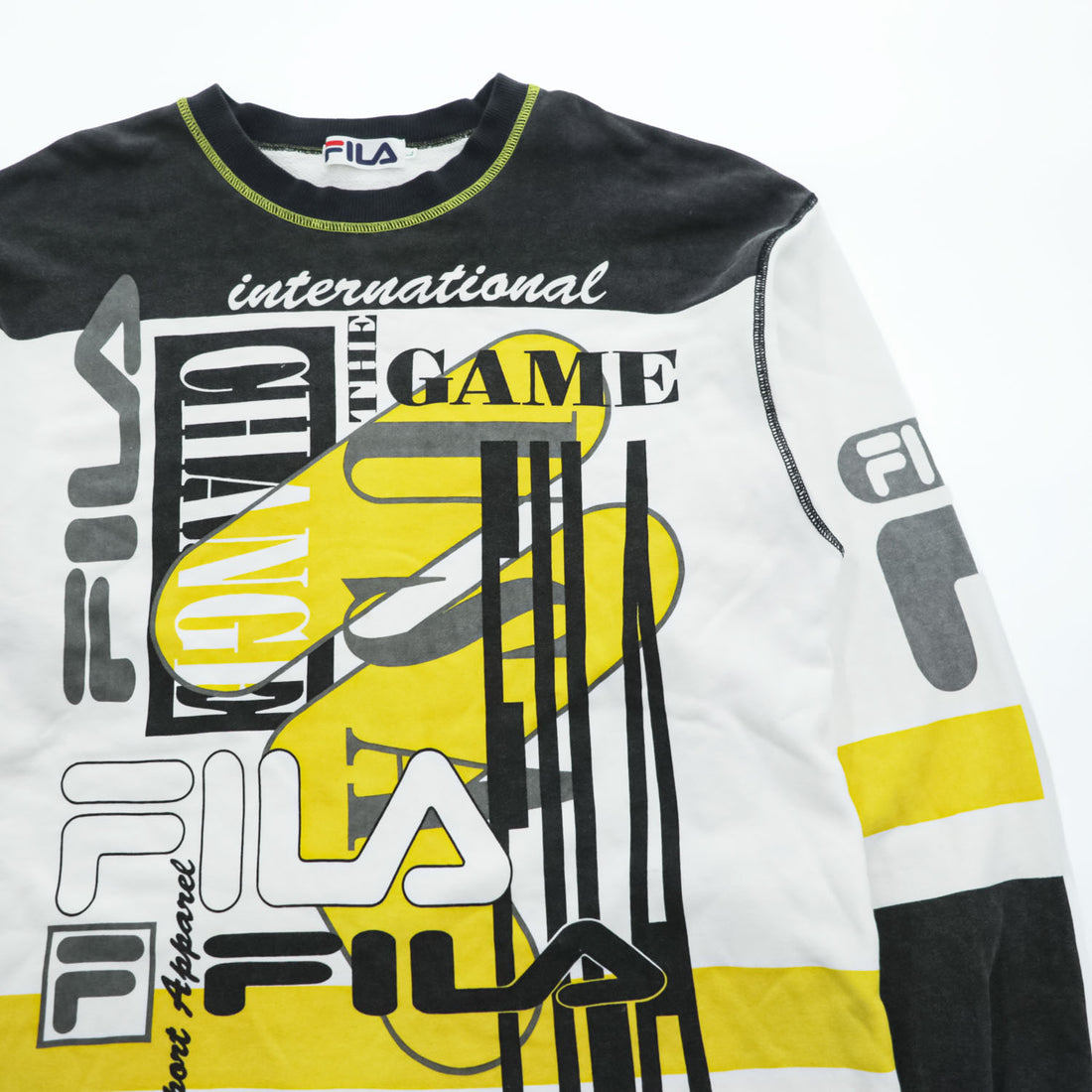 FILA 90年代 ヴィンテージ ビッグサイズ スウェット ゲームシャツ トレーナー L ホワイト 総柄 ビッグサイズ