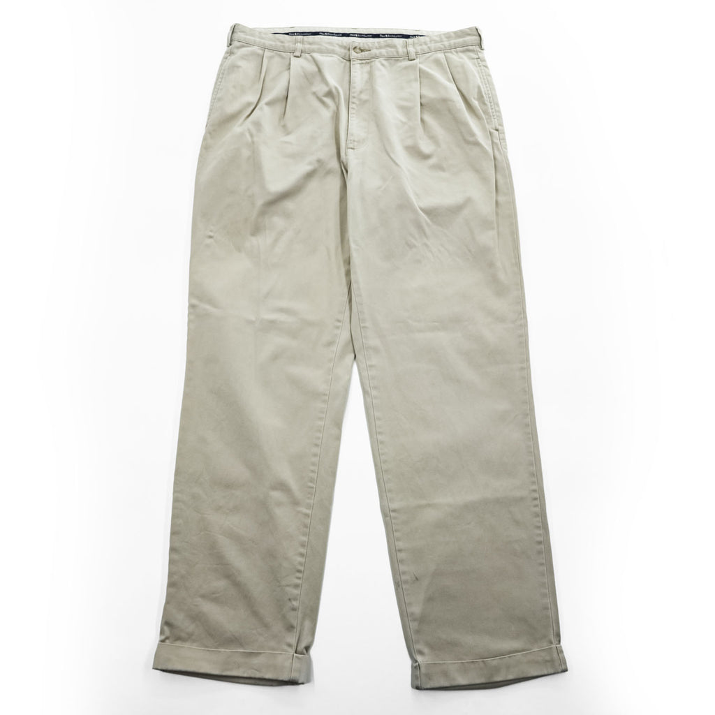 Polo Ralph Lauren 90年代 ポロチノ HAMMOND PANT 2タック チノパンツ L ベージュ プリーツ ダブルカフス