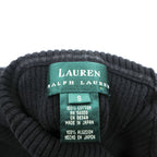 LAUREN RALPH LAUREN 日本製 90年代 タートルネック リブニット セーター S ブラック コットン