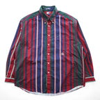 TOMMY HILFIGER 90年代 ヴィンテージ 長袖シャツ XL マルチカラー ストライプ 胸ポケット ボタンダウン