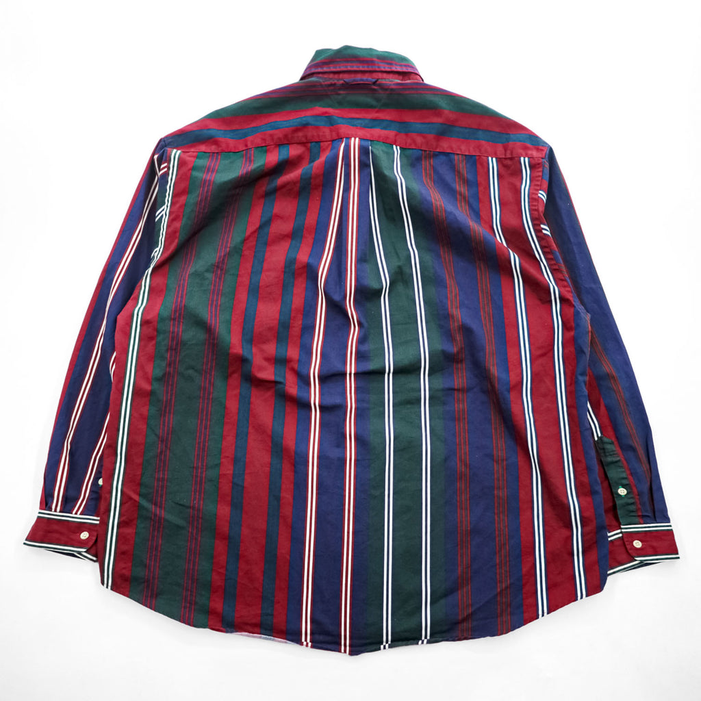 TOMMY HILFIGER 90年代 ヴィンテージ 長袖シャツ XL マルチカラー ストライプ 胸ポケット ボタンダウン