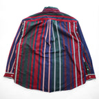 TOMMY HILFIGER 90年代 ヴィンテージ 長袖シャツ XL マルチカラー ストライプ 胸ポケット ボタンダウン