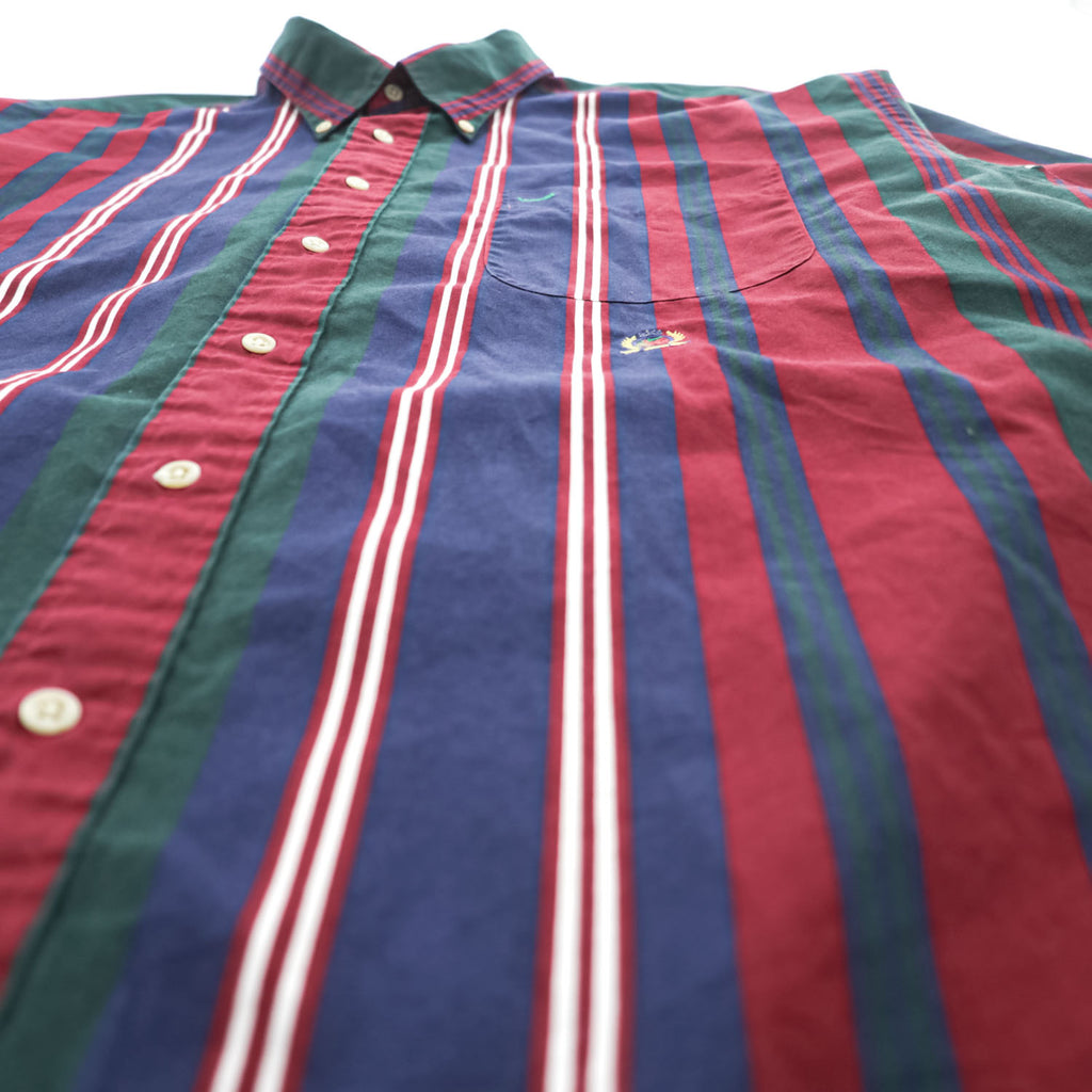 TOMMY HILFIGER 90年代 ヴィンテージ 長袖シャツ XL マルチカラー ストライプ 胸ポケット ボタンダウン