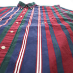 TOMMY HILFIGER 90年代 ヴィンテージ 長袖シャツ XL マルチカラー ストライプ 胸ポケット ボタンダウン