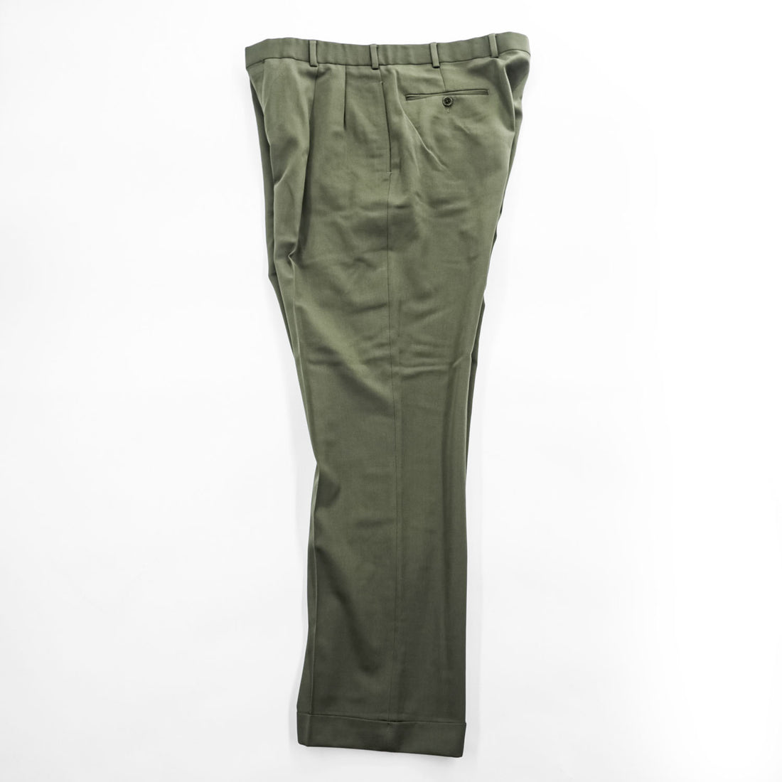 Brooks Brothers 346 Olive 100% Wool Pleated Cuffed Trousers W36/L30