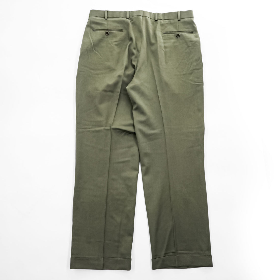 Brooks Brothers 346 Olive 100% Wool Pleated Cuffed Trousers W36/L30