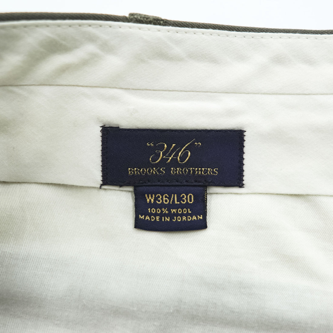 Brooks Brothers 346 Olive 100% Wool Pleated Cuffed Trousers W36/L30