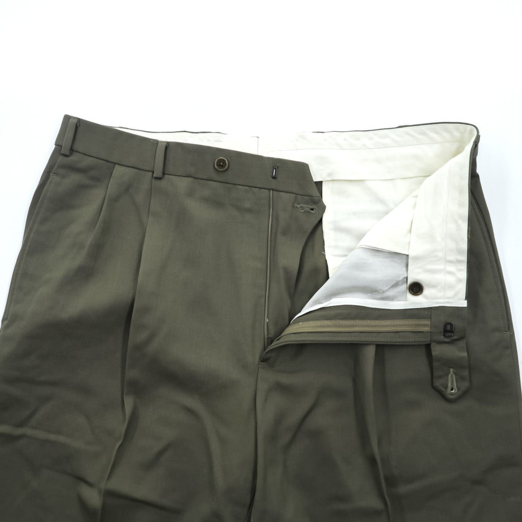 Brooks Brothers 346 Olive 100% Wool Pleated Cuffed Trousers W36/L30