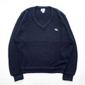 80s IZOD LACOSTE Navy V-Neck Acrylic Knit Sweater Made in USA Men's M