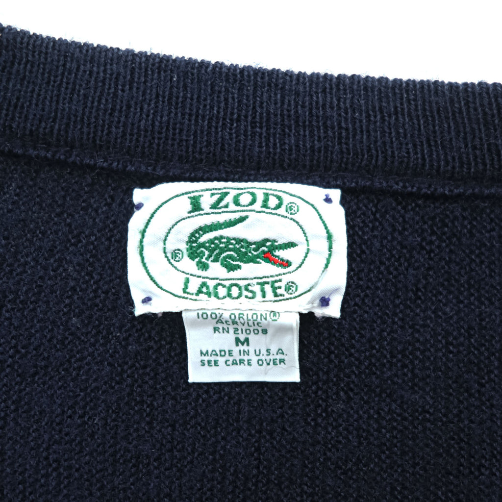 80s IZOD LACOSTE Navy V-Neck Acrylic Knit Sweater Made in USA Men's M