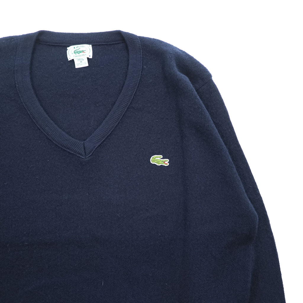 80s IZOD LACOSTE Navy V-Neck Acrylic Knit Sweater Made in USA Men's M