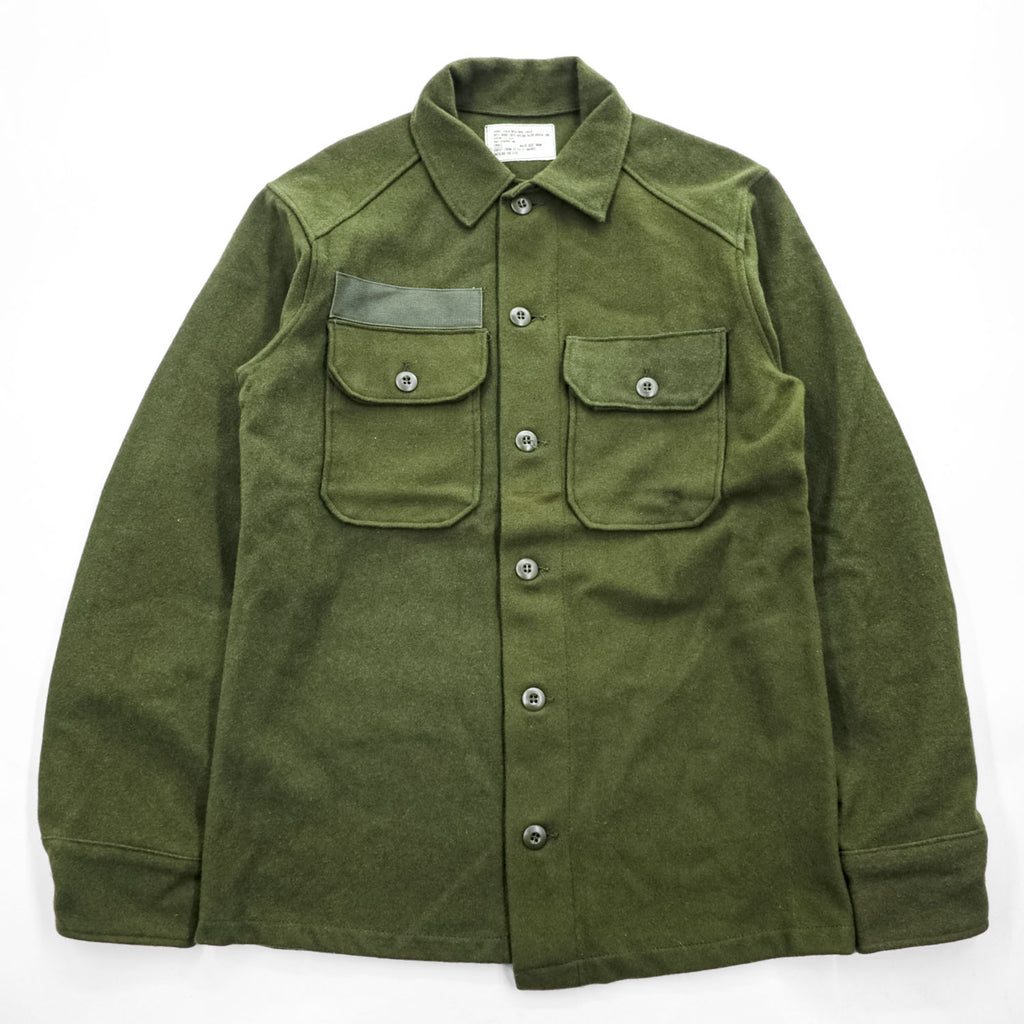 Vintage 1977 US Army OG-108 Cold Weather Field Wool Nylon Shirt Olive Green Small