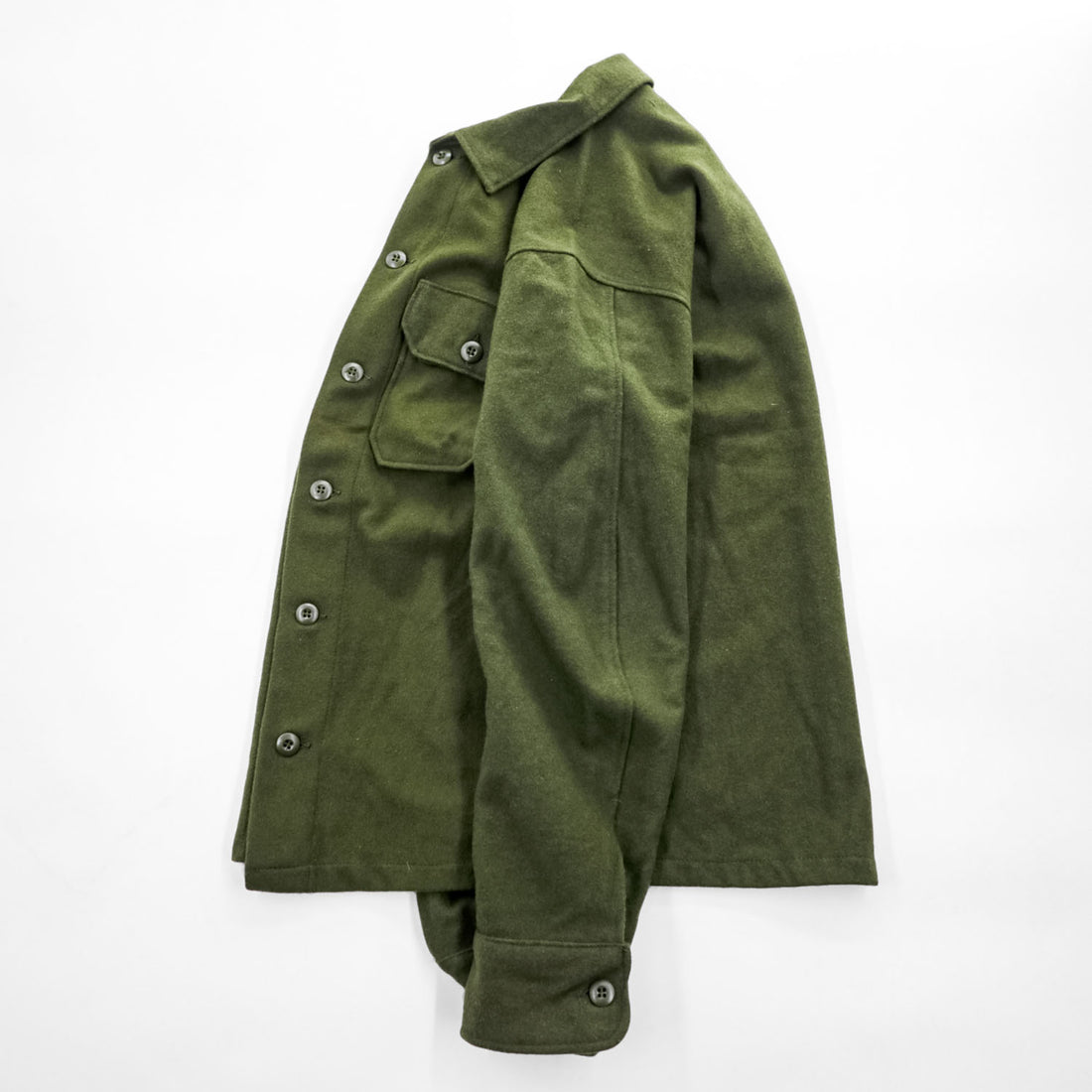 Vintage 1977 US Army OG-108 Cold Weather Field Wool Nylon Shirt Olive Green Small