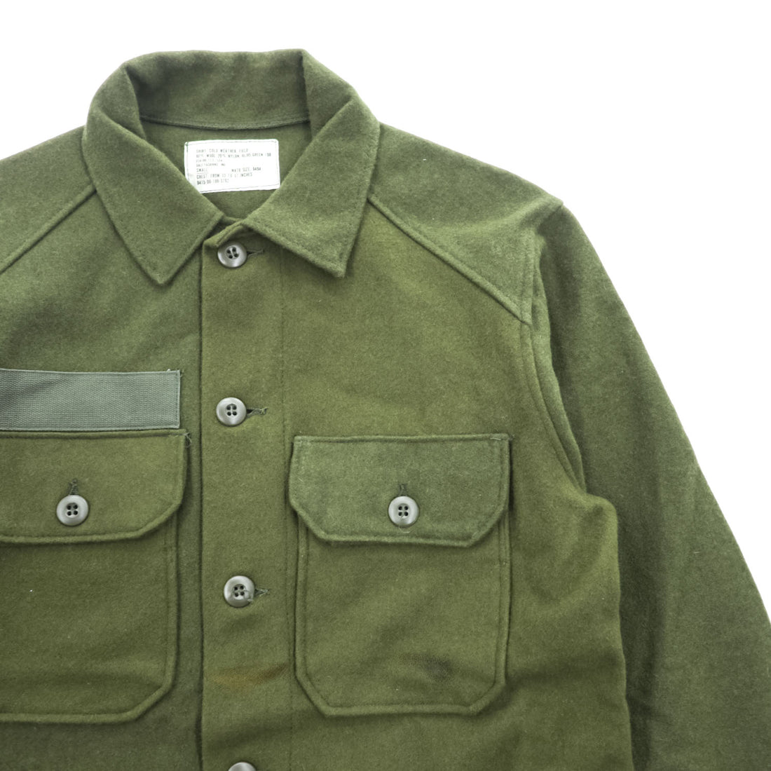 Vintage 1977 US Army OG-108 Cold Weather Field Wool Nylon Shirt Olive Green Small