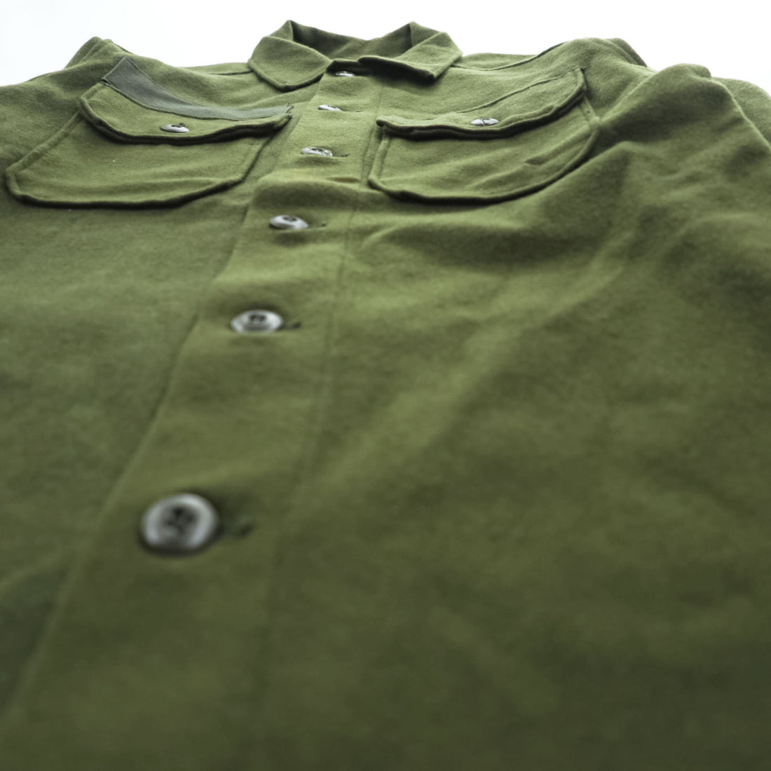 Vintage 1977 US Army OG-108 Cold Weather Field Wool Nylon Shirt Olive Green Small