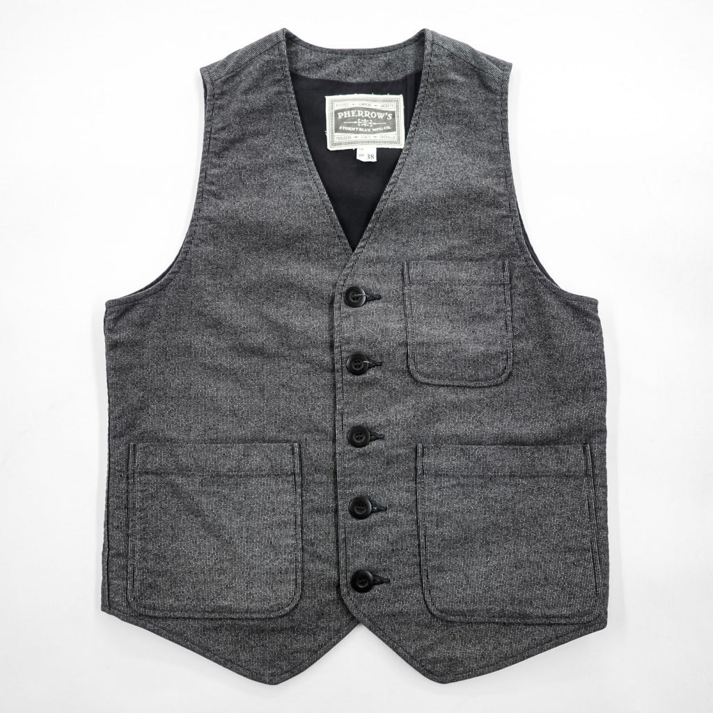PHERROW'S Striped Cotton Work Vest Size 38 Made in Japan