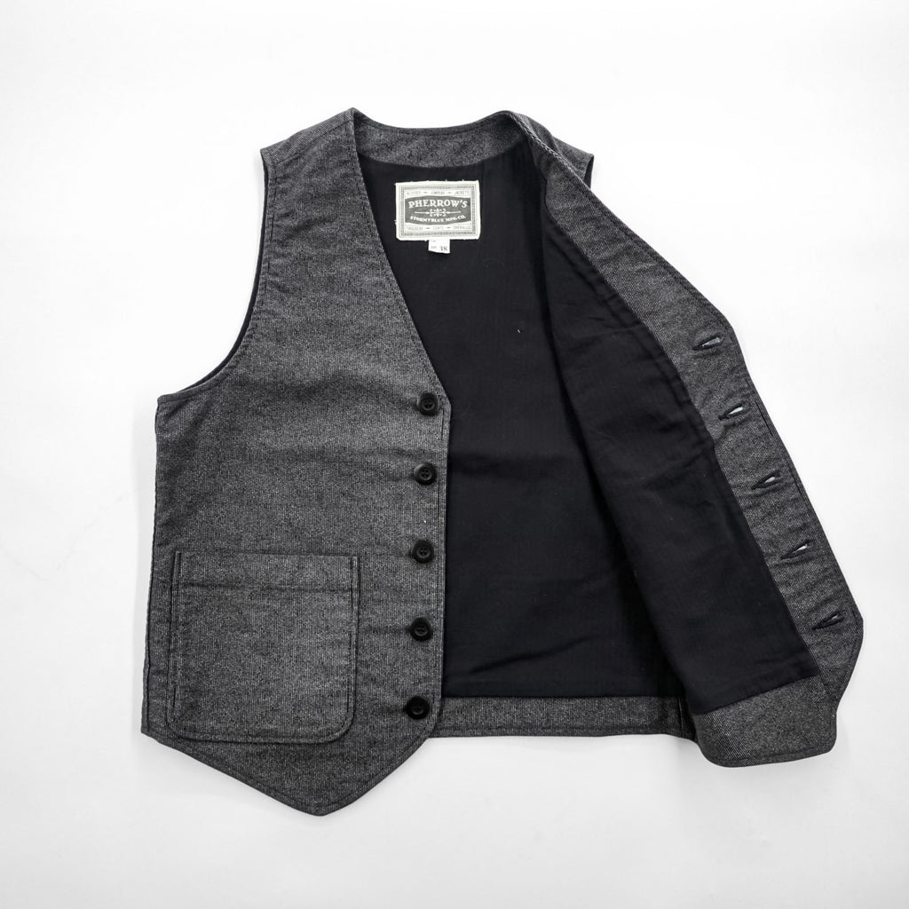 PHERROW'S Striped Cotton Work Vest Size 38 Made in Japan