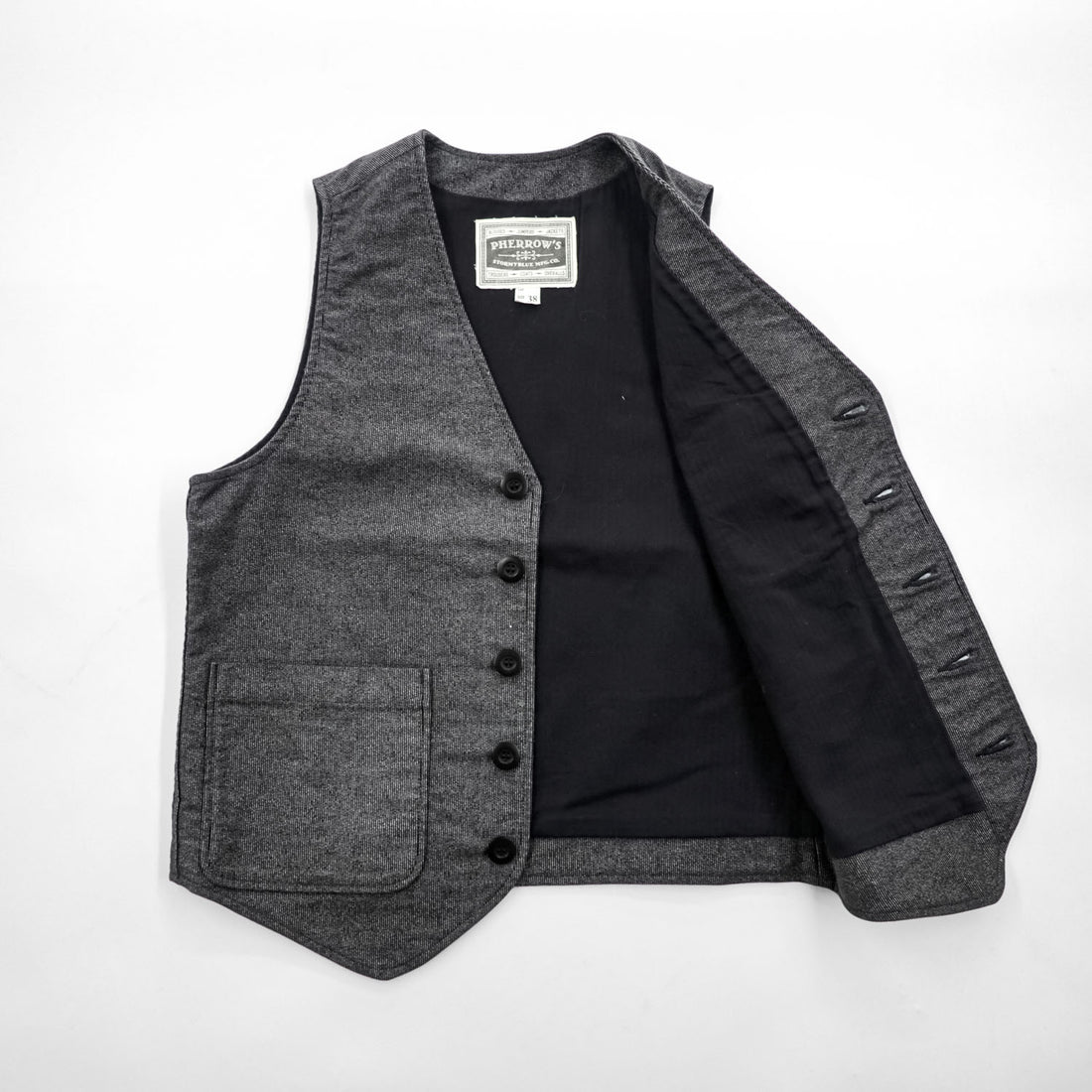 PHERROW'S Striped Cotton Work Vest Size 38 Made in Japan